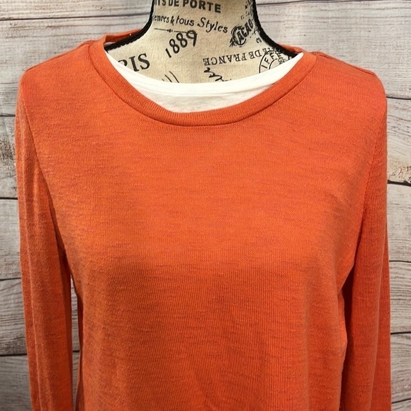 Elliott Lauren Double Layer Knit Top Connected Long Sleeves Crewneck Size XS - Picture 2 of 9